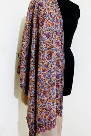 Pashmina Taupe Kalamkari Wrap