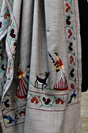 Village Motif Needlework Stole