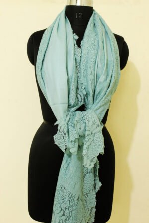 Ice Blue Lace Pashmina Scarf